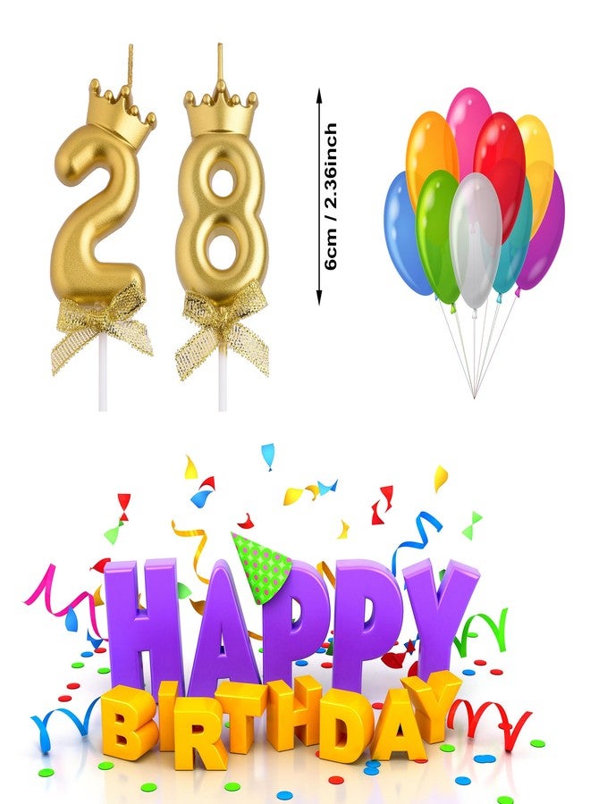 VSHILI 28th 82nd Birthday Candles, Gold 82 28 Year Old Number Birthday Candles, Happy Birthday Party Cake Topper Decoration Gifts for Women Men - Image 2